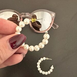 Elegant Pearl Hoop Earrings